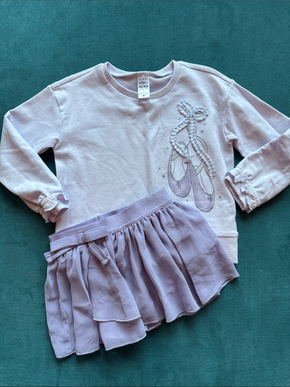 Carter's Lavender Ballet Sweatshirt and Tiered Skirt Set